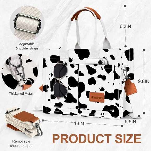 Canvas Tote Bag Women Large Capacity Multiple Pockets Work Purse Bible Tote - Picture 2 of 6